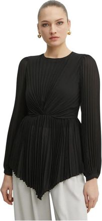 Twinset Georgette blouse met plooien - Dames - Blouses - Zwart - S - Polyester - Overhemden