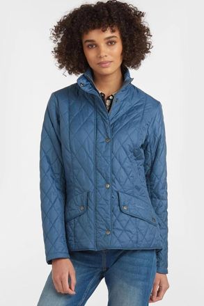 Barbour F/Wt Cavalry Jacket Womens Blue Full Zip Quilted Flap Pockets RED1075