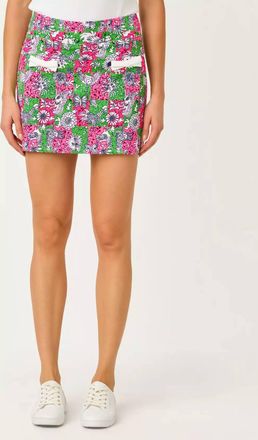 Lilly Pulitzer Upf 50+ Luxletic 15 Monica Skort In Cherry Blossom Pink Chicken Check