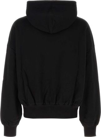 Dolce & Gabbana Mens Logo-Embroidered Cotton Hoodie Black Sweater