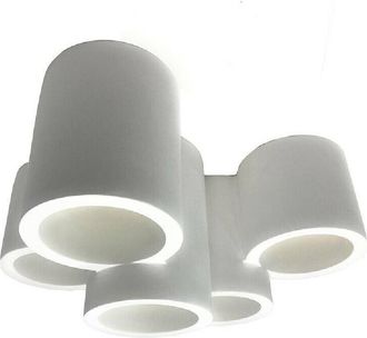 Trade Shop Trade Shop Traesio - Trade Shop - Lampadario In Gesso 5 Cilindri Verniciabile Soffitto Lampada Faretti Gu10 Gs-c07