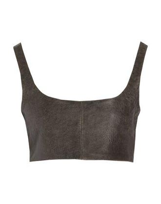 8 by YOOX WASHED-EFFECT LEATHER CROP TOP