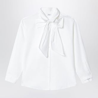 Il Gufo White cotton shirt with maxi bow