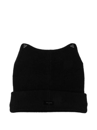 Team Wang logo-patch beanie - unisex - Elastane/Wool/Polyester - One Size - Black