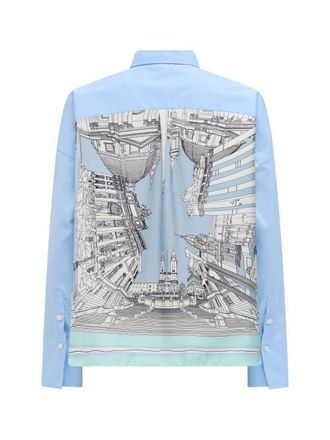 C&acirc;llas Milano Sirene Rome Print Scarf-back Shirt in Blue at Nordstrom, Size 0