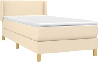 vidaXL Cama Box Spring Con Colch&oacute;n Tela Color Crema 90x190 Cm Vidaxl