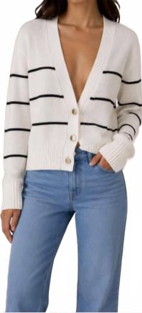 Michael Stars Tracey Stripe Cardigan In Ivory/black