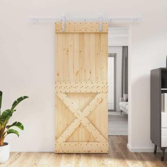 vidaXL Vidaxl - Puerta Corredera Con Herrajes Madera Maciza De Pino 85x210 Cm