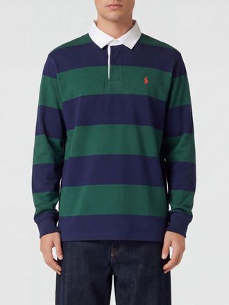 Polo Ralph Lauren Striped Long-Sleeved Polo Shirt in Cotton with Pony Logo