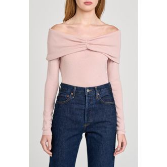 Wayf Alice Off the Shoulder Sweater in Blush at Nordstrom, Size X-Large