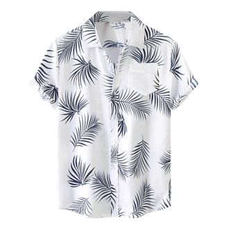 Generic Tropical Hawaiian Shirt for Men Short Sleeve Mens Casual Fashion Hawaii Printed Blouse Short Sleeve Turn-Down Collar Button Summer Shirt for Beach Hol
