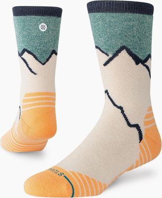Stance Mens Stance Peaking Hike Crew Walking Socks - Brown - Size: 9.5/13/12.5/12/11.5/11/9/16/15.5/15/14.5/14/13.5/10.5/10