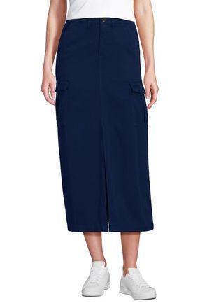 Lands End Cool Fade Cargo Maxi Skirt in Deep Sea Navy at Nordstrom, Size 14P