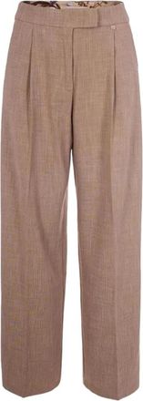 Liu Jo M&eacute;lange Fabric Palazzo Broek - Dames - Wijde Broeken - Beige - XL - Leer - Broeken