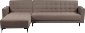 Beliani Sof&aacute; Cama Modular En Forma De L Tapizado En Tela Con Capiton&eacute; Gris Pardo Derecho Aberdeen