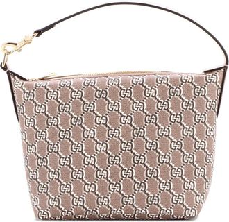 Gucci Ophidia Zip Shoulder Bag GG Shadow Coated Canvas Super Mini hobo bag - Bruin