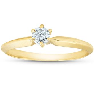 Pompeii3 14k Yellow Gold 1/5ct Round Solitaire Diamond Engagement Ring Size Selectable