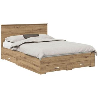 vidaXL Bed Frame with Drawer Artisan Oak 140 x 190 cm Engineered Wood vidaXL