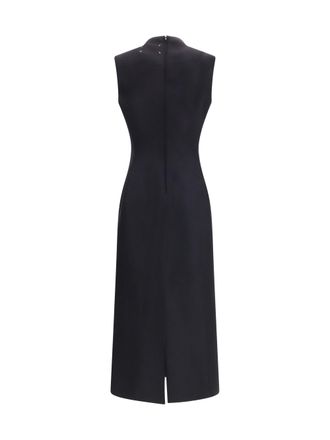 Maison Margiela Womens Sleeveless Virgin Wool Midi Dress Black Fleece Ovis Aries