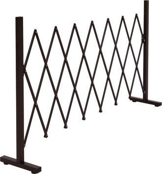 Hhg Hhg - Barrera De Seguridad De Aluminio 390, Valla De Seguridad De Tijera, Acero Pivotante Telesc&oacute;pico 103x31-200x31cm, Marr&oacute;n