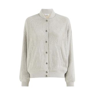 Brunello Cucinelli Flower Lace Jersey Sweater - Dames - Jassen - Grijs - Maat: XL Jersey