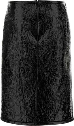 Gucci Womens Lamb Leather Skirt Black