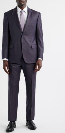 Emporio Armani Dark Purple Melange Wool Suit at Nordstrom Rack, Size 48 Us / 58 Eu Regular