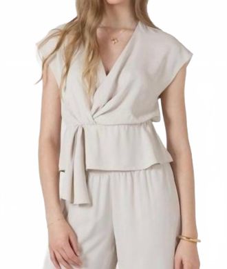 Dex Clothing Drapey Wrap Top In Pearl
