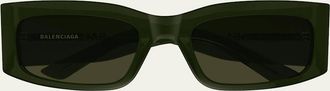 Balenciaga Mens BB0328S Acetate and Nylon Rectangle Sunglasses