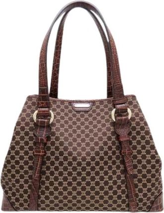 Celine Pre-owned Canvas Tote Bag - Dames - Vintage Shopper - Bruin - ONE Size - Leer - Vintage