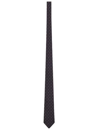 Saint Laurent Navy Blue Polka Dot Tie