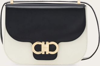 Ferragamo Donna Borsa a tracolla North-South Double Gancini (XS) Nero