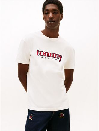 Tommy Hilfiger Mens Tommy Jeans Embroidered Logo T-Shirt - White - XXL