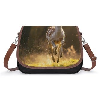 Generic Running Deer Crossbody Bags for Women Fashion Leather Shoulder Handbags With Adjustable Strap