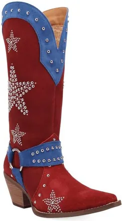 Dingo Lucky Stars Knee High Western Boot in Red/blue/multi at Nordstrom, Size 8.5