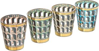 Jonathan Adler Set Of 4 Boxed Arcade Glassware