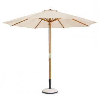 Konte Design Gran sombrilla de jard&iacute;n de madera y acero, lona beige &oslash; 3m