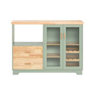 SoBuy Aparador cocina para microonda con 2 puertas madera verde