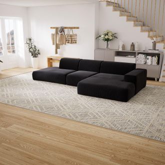 MYCS Ecksofa Onyxschwarz Ohne Füße - Flexible Designer-Polsterecke, L-Form: Beste Qualität, einzigartiges Design - 345 x 72 x 168 cm, konfigurierbar