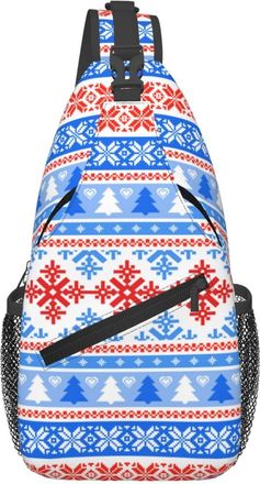 Generic Knitted Christmas Trees Snowflake Sling Bag Trendy Cross Body Bag Anti Theft Crossbody Bags For Workout Casual Camping