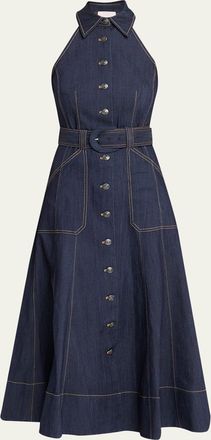 Cinq &agrave; Sept Adina Belted Denim Midi Dress