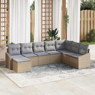 vidaXL Conjunto De Sof&aacute; De Jard&iacute;n 8 Pcs Beige Polirat&aacute;n Vidaxl