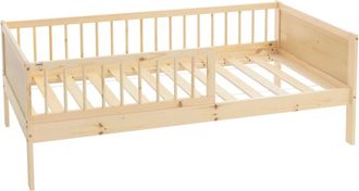 ML Design Cama infantil 80 x 160 cm color natural con anticaída y somier