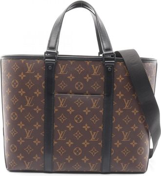 Louis Vuitton Black Brown Monogram Macassar Coated Canvas Leather Tote Bag (Pre-Owned)