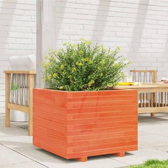 Berkfield Home Decorative Garden Planter Wax Brown 60x60x49.5 cm Solid Wood Pine in Terracotta