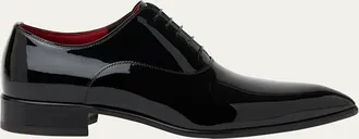 Christian Louboutin Mens Pelvis Patent Leather Pointed-Toe Derby Shoes