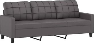 vidaXL Sof&aacute; De 3 Plazas De Cuero Sint&eacute;tico Gris 180 Cm Vidaxl