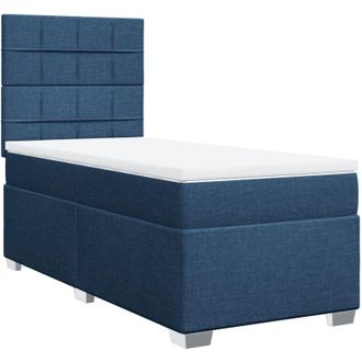 vidaXL Cama Box Spring Con Colch&oacute;n Tela Azul 100x200 Cm Vidaxl
