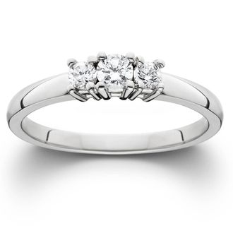 Pompeii3 1/4ct White Gold Three Stone Diamond Engagement Ring Size Selectable