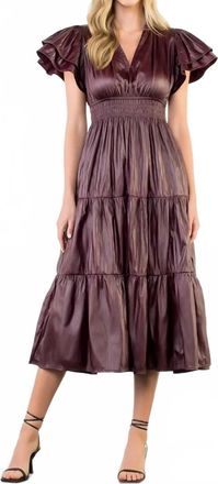 THML Clothing Merry Faux Leather Dress In Merlot
